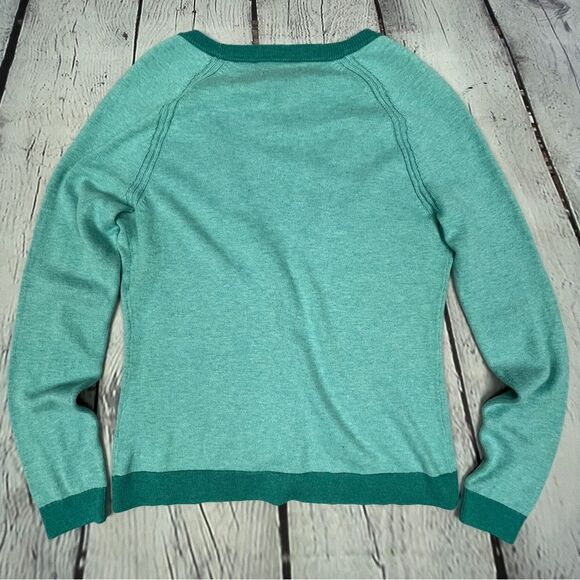 OXFORD GOLF soft cotton v-neck button down teal turquoise cardigan, size S - Picture 9 of 12